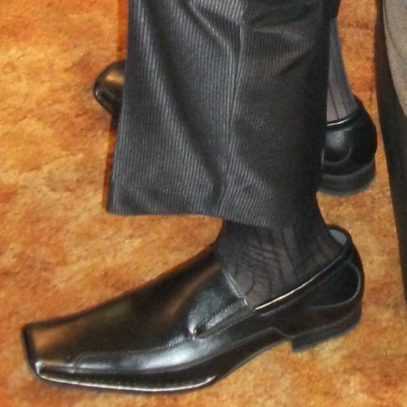 2PR New Men's Black Sheer Thick N Thin TNT Socks Cap Heel, Mid-Calf TNRSMBLK-M - Picture 8 of 9